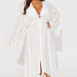 Fashion Nova White Heather Maxi Cover Up